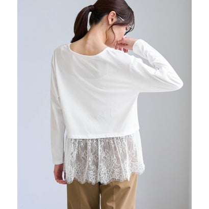 ロペピクニック ROPE' PICNIC (毛が落ちやすい)裾切替レースロングスリーブTシャツ （ホワイト（10））｜詳細画像