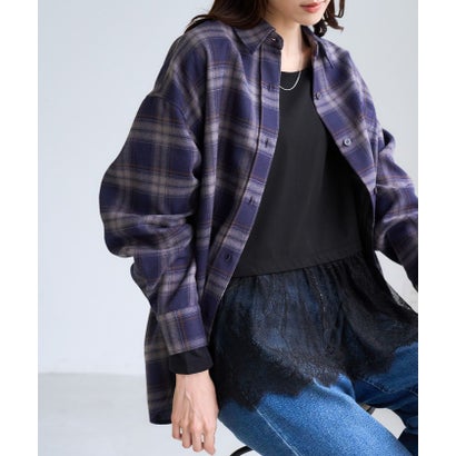 ロペピクニック ROPE' PICNIC (毛が落ちやすい)裾切替レースロングスリーブTシャツ （ホワイト（10））｜詳細画像