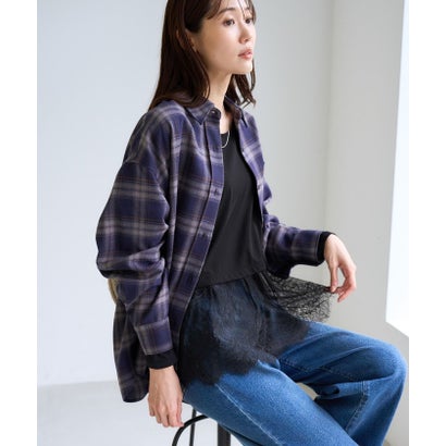 ロペピクニック ROPE' PICNIC (毛が落ちやすい)裾切替レースロングスリーブTシャツ （ホワイト（10））｜詳細画像