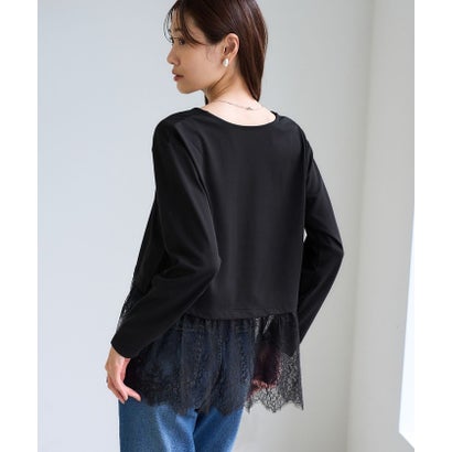 ロペピクニック ROPE' PICNIC (毛が落ちやすい)裾切替レースロングスリーブTシャツ （ホワイト（10））｜詳細画像