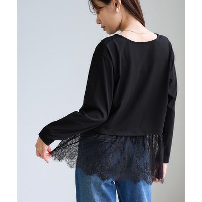 ロペピクニック ROPE' PICNIC (毛が落ちやすい)裾切替レースロングスリーブTシャツ （ブラック（01））｜詳細画像