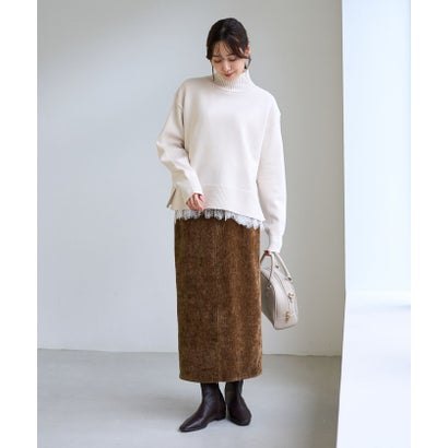 ロペピクニック ROPE' PICNIC (毛が落ちやすい)裾切替レースロングスリーブTシャツ （ブラック（01））｜詳細画像