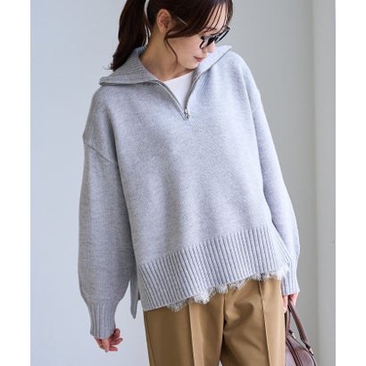 ロペピクニック ROPE' PICNIC (毛が落ちやすい)裾切替レースロングスリーブTシャツ （ブラック（01））｜詳細画像