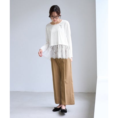 ロペピクニック ROPE' PICNIC (毛が落ちやすい)裾切替レースロングスリーブTシャツ （ブラック（01））｜詳細画像