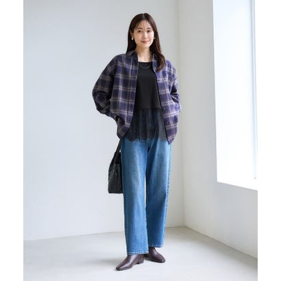 ロペピクニック ROPE' PICNIC (毛が落ちやすい)裾切替レースロングスリーブTシャツ （ブラック（01））｜詳細画像
