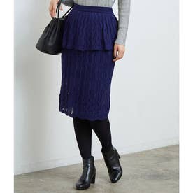透かし編みペプラムスカート （ネイビー（40））
