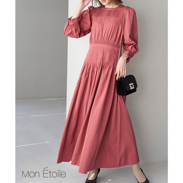 
                    【一部店舗限定】【Mon E’toile】タフタタックドレス （ピンク系（65））