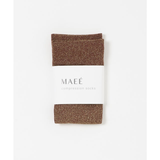 『着圧』MAEE コンプレッショングリッターリブソックス （ブラウン系その他）