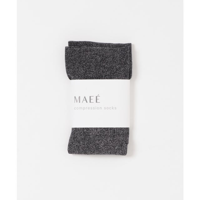 『着圧』MAEE コンプレッショングリッターリブソックス （ブラック系その他）