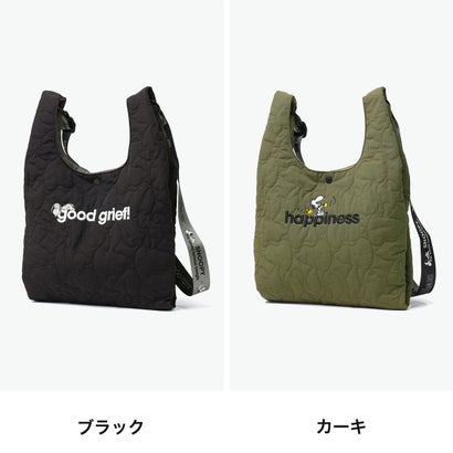 ショルダーバッグ レディース ブランド ミニ ショルダー 軽量 肩掛け 斜めがけバッグ トート かわいい スヌーピー 2WAY B5 IP.ルーショッパー.キルト.ピーナッツ-1N 8534 （ブラック）｜詳細画像