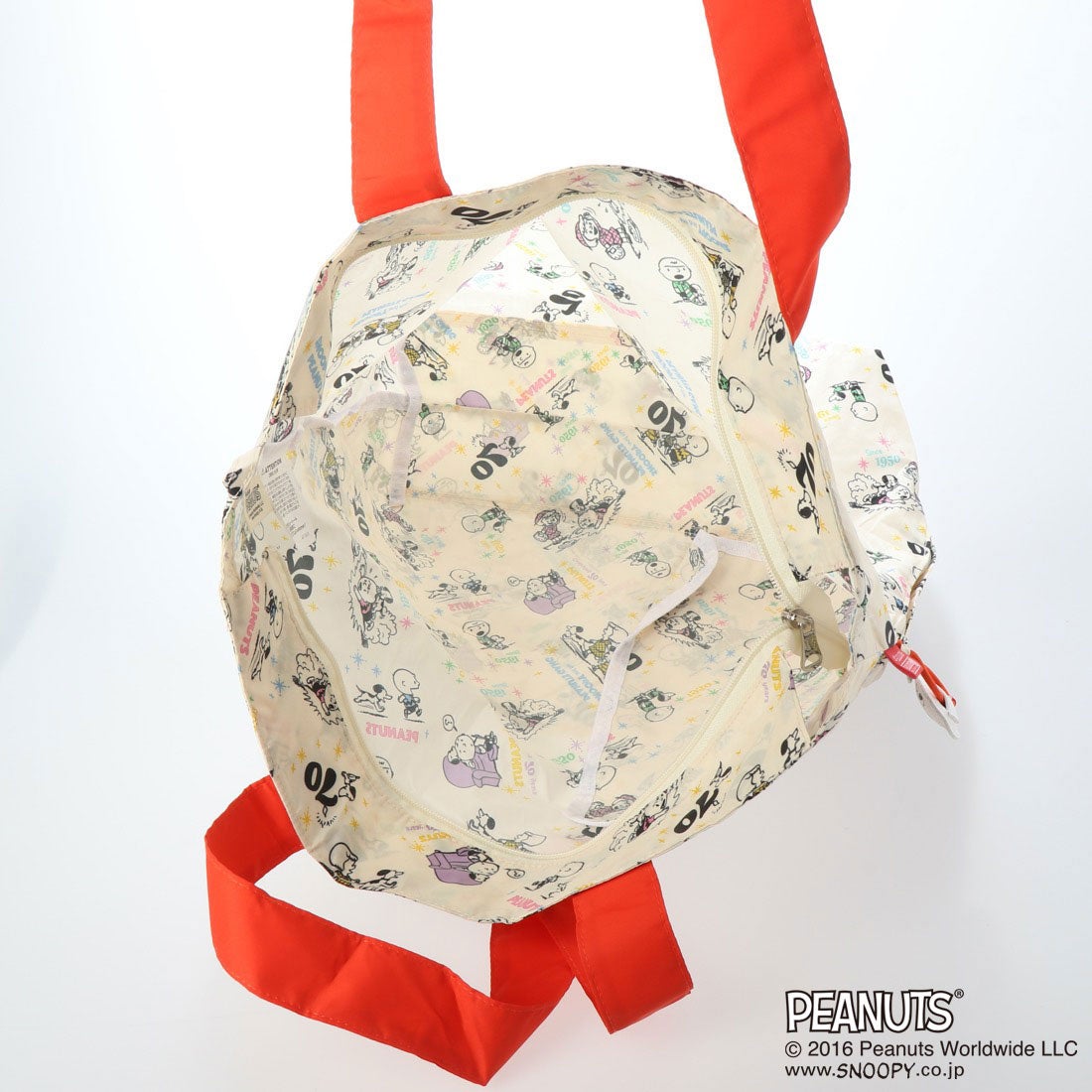 ルートート Rootote Snoopy スヌーピー トートバッグ型 口ファスナー付 エコバッグ Ip フリンク Peanuts 8139 Red ファッション通販 Fashion Walker