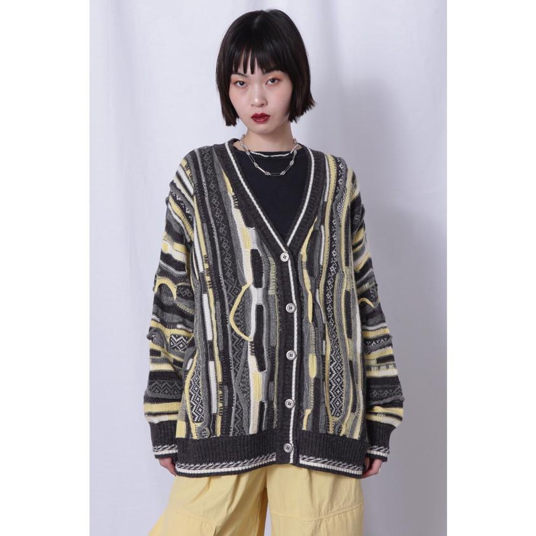 ローズバッド ROSE BUD ジャカードニットカーディガン （グレー 