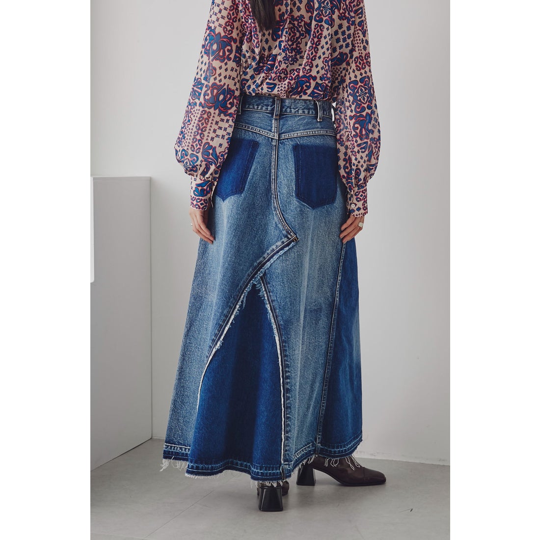 ROSE BUD リメイク風デニムスカート ブルー -ファッション通販 FASHION 