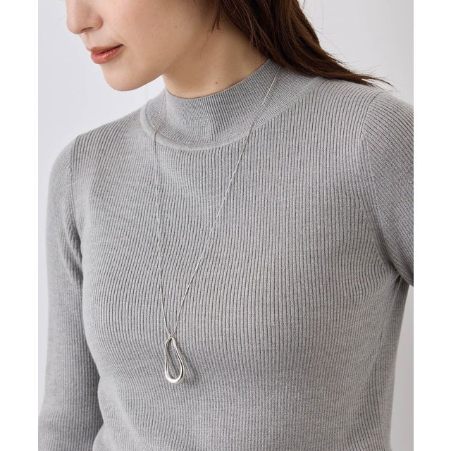 オーバルモチーフペンダントネックレス/長さ調整可 （シルバー（93））