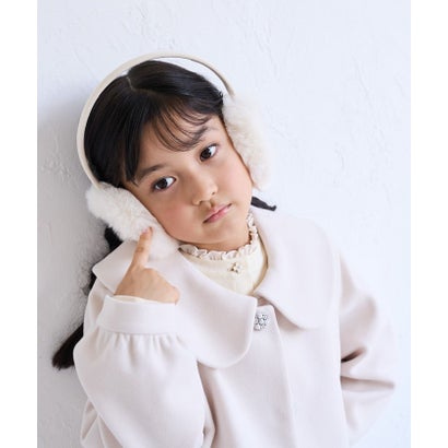 【KIDS/キッズ】リボン刺繍 スエードライク×フェイクファーイヤーマフ （キナリ（16））｜詳細画像