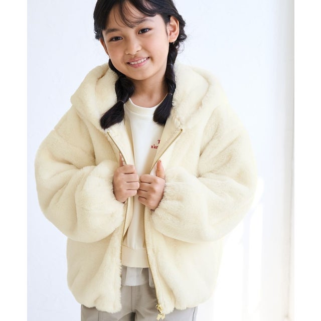 【KIDS/キッズ】ふわふわフェイクファージップブルゾン （オフホワイト（15））