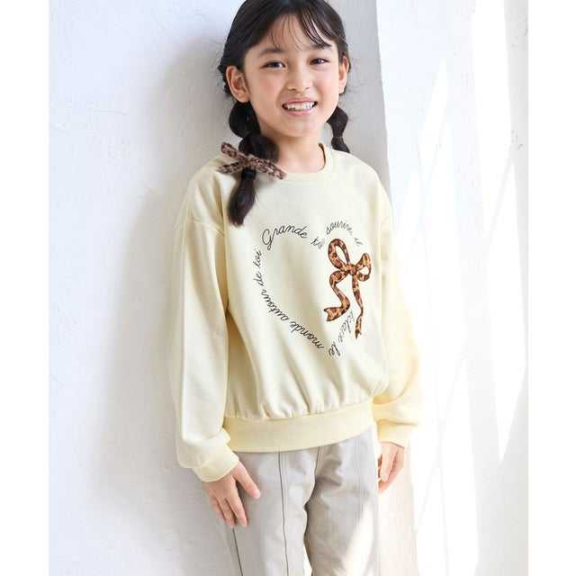 【KIDS/キッズ】ハート リボーンモチーフ 裏毛プルオーバー （キナリ（16））