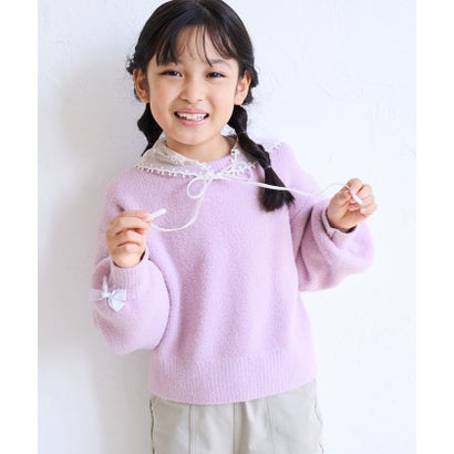 【KIDS/キッズ】スフレニット リボンニットプルオーバー/リンクコーデ （ラベンダー（52））｜詳細画像