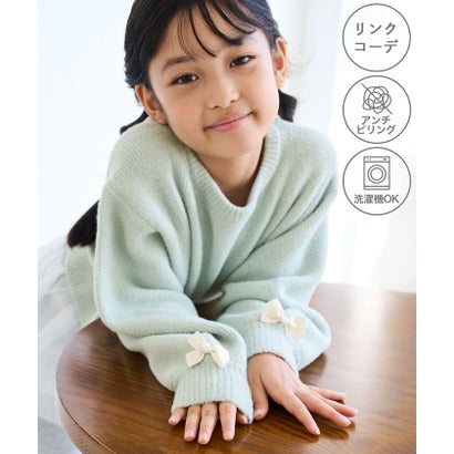 【KIDS/キッズ】スフレニット リボンニットプルオーバー/リンクコーデ （グリーン系（35））｜詳細画像