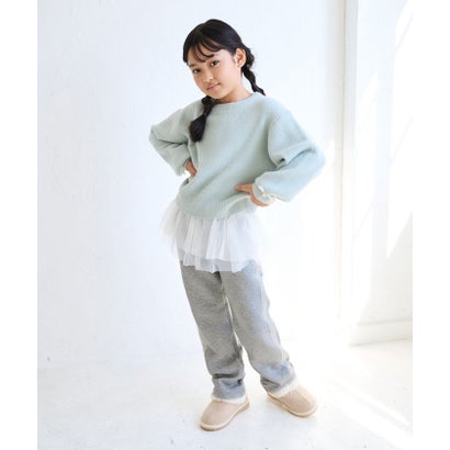 【KIDS/キッズ】爆温 チュールレイヤード裏起毛パンツ （ブラック（01））｜詳細画像