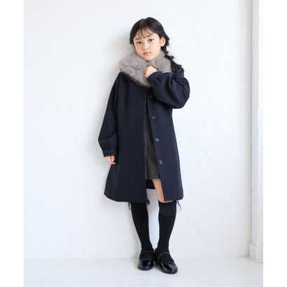 ロペピクニックキッズ ROPE' PICNIC KIDS 【KIDS/キッズ】ジャージーメルトン ファー襟付きプリンセスラインコート/リンクコーデ （ネイビー（40））｜詳細画像