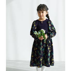 RワンピースE' PICNIC KIDS 親子連動花柄ドッキングワンピース （ネイビー（40））