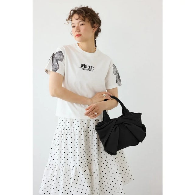 ビッグリボンスウェットミニトート BLK