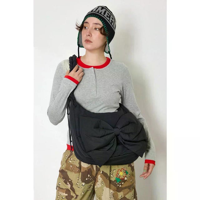 リボンビッグラウンドショルダー BLK