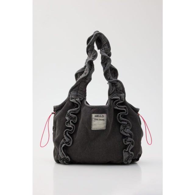 ウォッシュフリルギャザーバッグ BLK