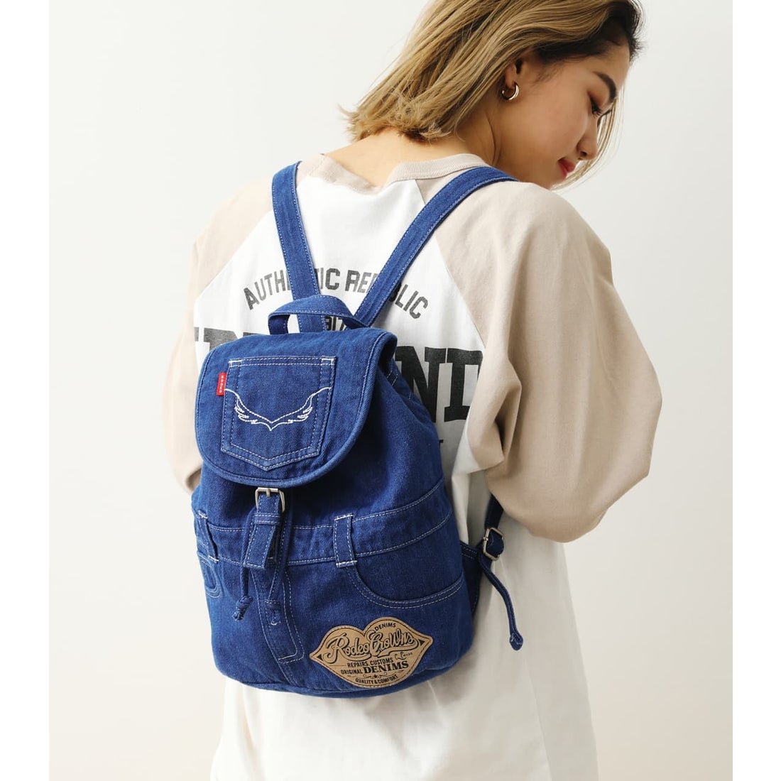 RODEO CROWNS WIDE BOWL DENIM リメイクライクリュック BLU 