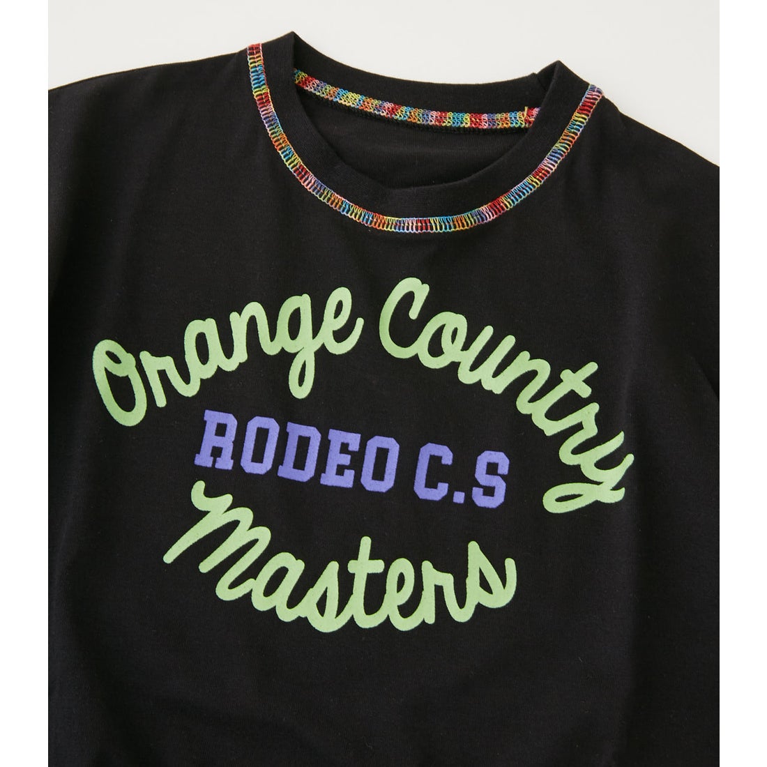 RODEO CROWNS WIDE BOWL レインボーステッチ BIG Tシャツ BLK 