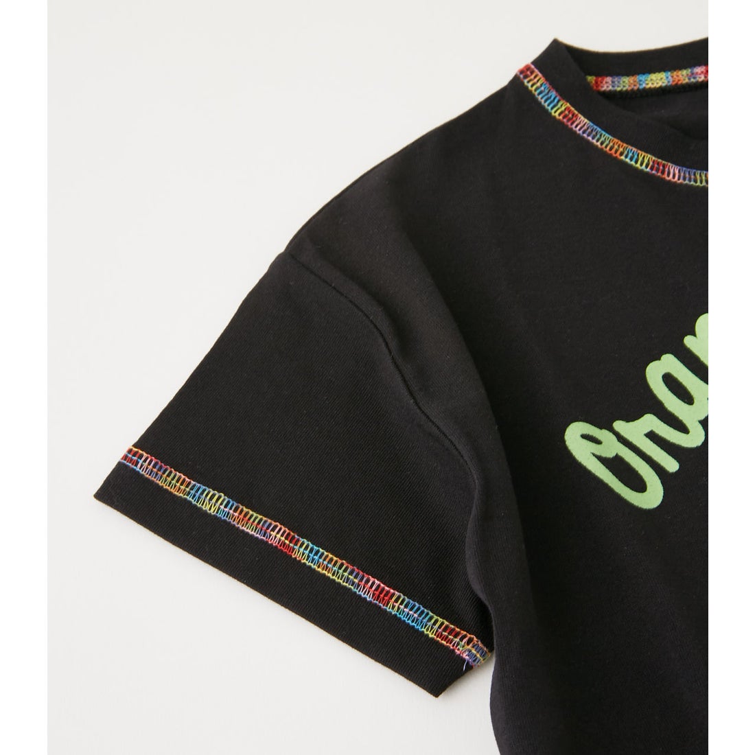 RODEO CROWNS WIDE BOWL レインボーステッチ BIG Tシャツ BLK 