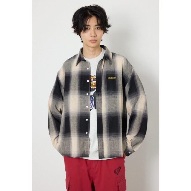 スカシオンブレーチェックシャツ BLK
