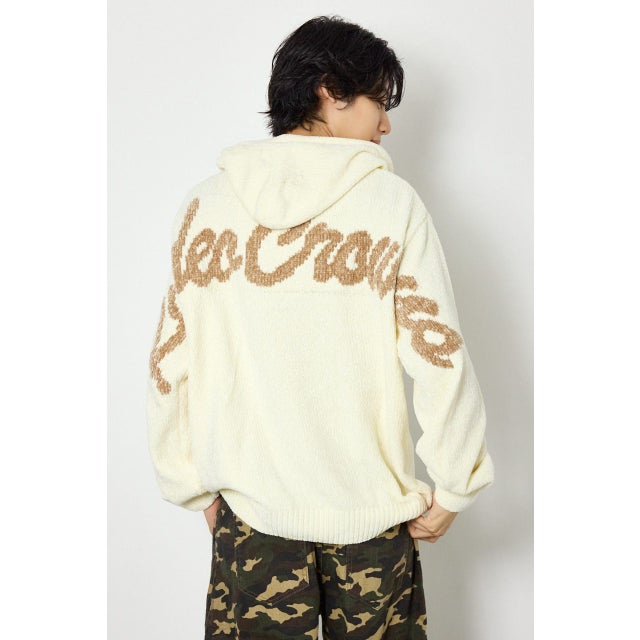 モールニットスクリプトロゴフーディー O/WHT1