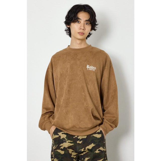 ポンチスエードバックロゴスウェット BRN