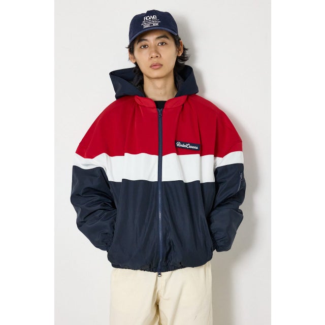 バイカラーフーディーブルゾン NVY