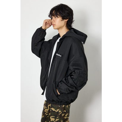 バイカラーフーディーブルゾン BLK｜詳細画像