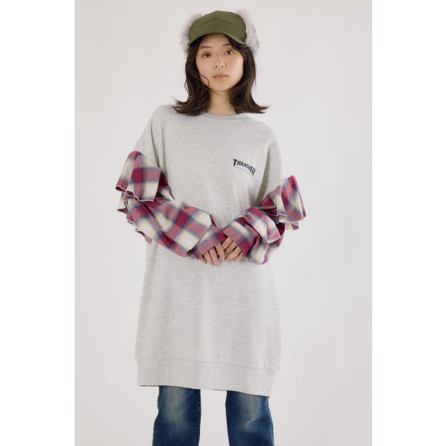 (THRASHER) リメイクスウェットワンピース L/T.GRY1
