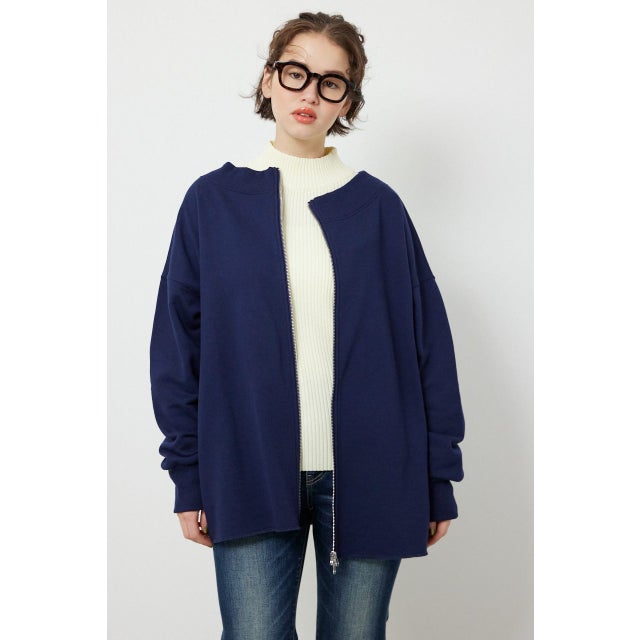 2WAYオフショルダージップトップス NVY