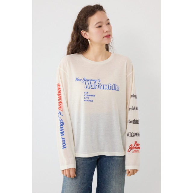 メッセージロングスリーブ Tシャツ O/WHT1