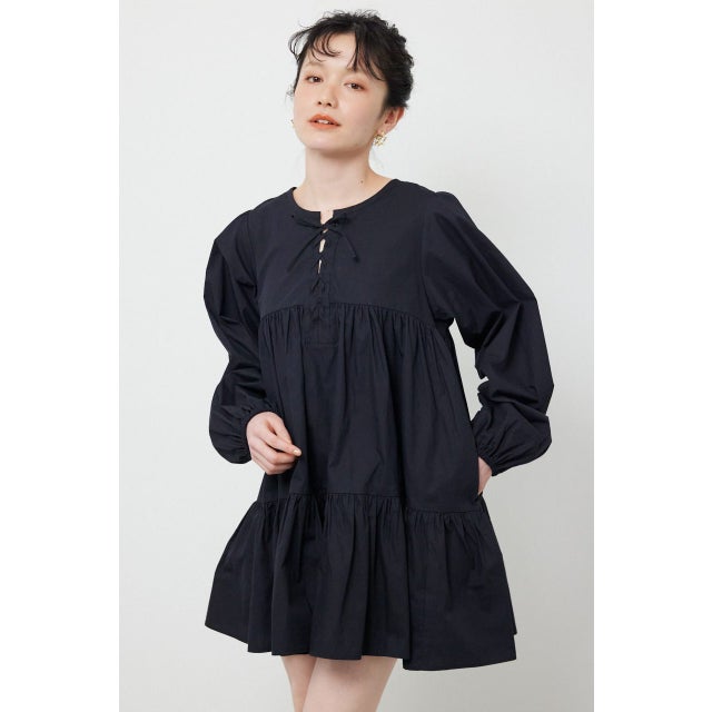 レースアップ2WAYチュニックワンピース BLK