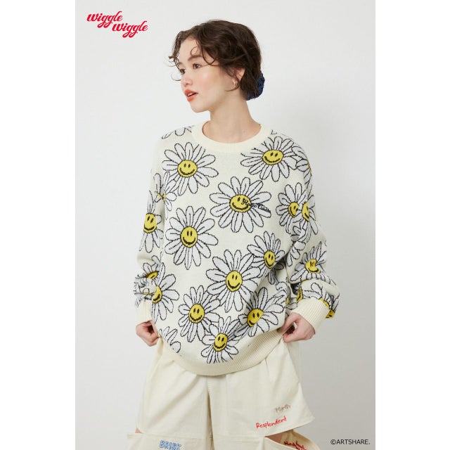 (wiggle wiggle)パターンニットトップス 柄WHT5