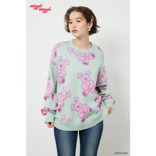 (wiggle wiggle)パターンニットトップス 柄MINT5