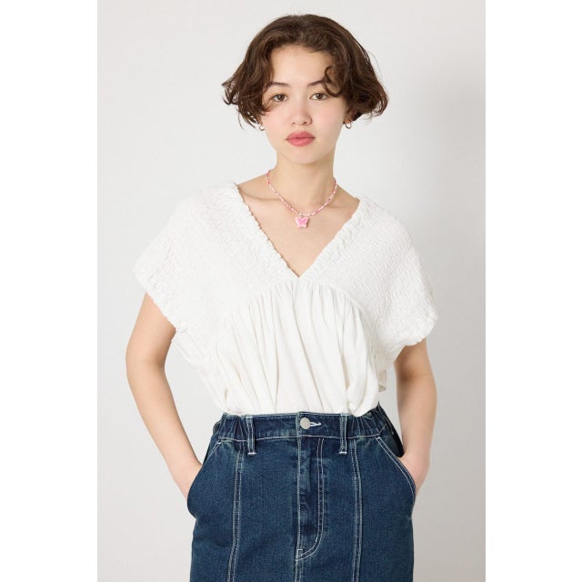 シャーリングトップス O/WHT1