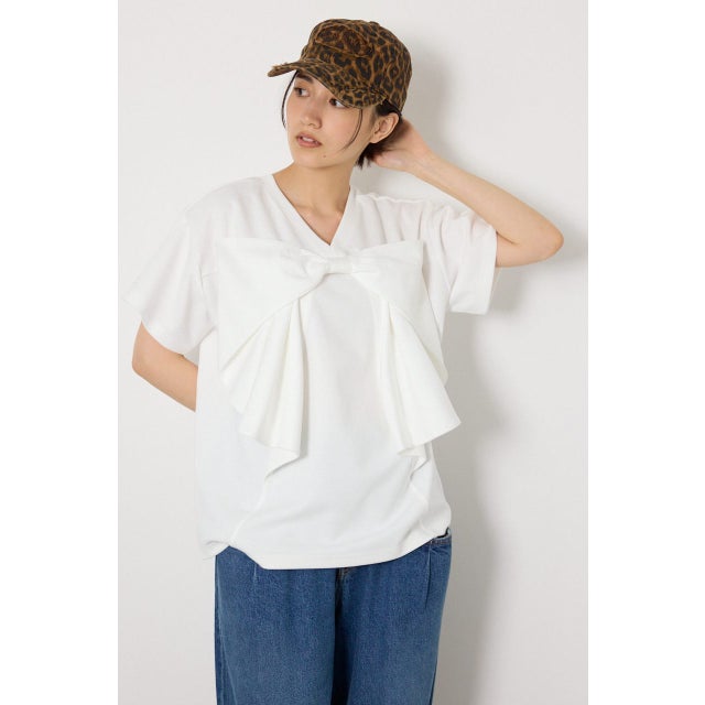 ビッグリボン2WAY Tシャツ O/WHT1
