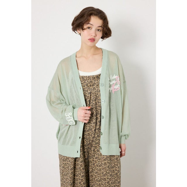 チェーンステッチロゴニットカーディガン L/BLU1