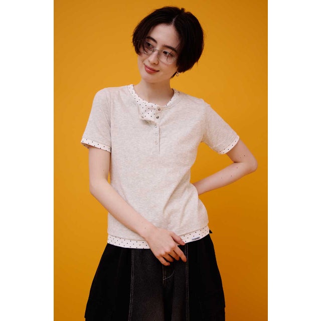 フェイクレイヤードヘンリーTシャツ L/T.GRY1