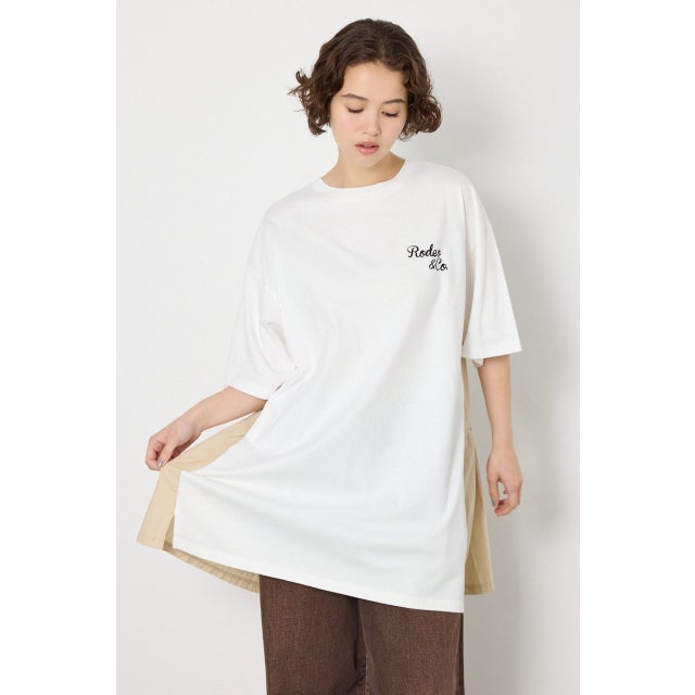 バックティアードコンビチュニックワンピース O/WHT1