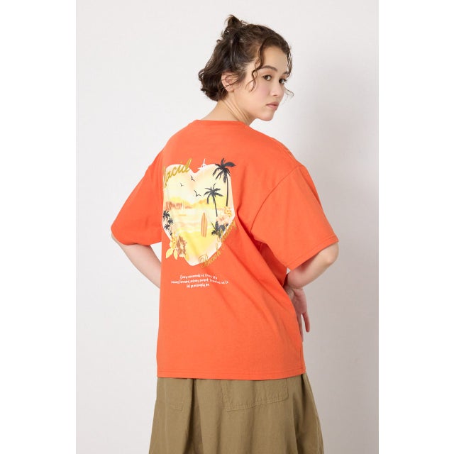 ビーチ柄Tシャツ ORG
