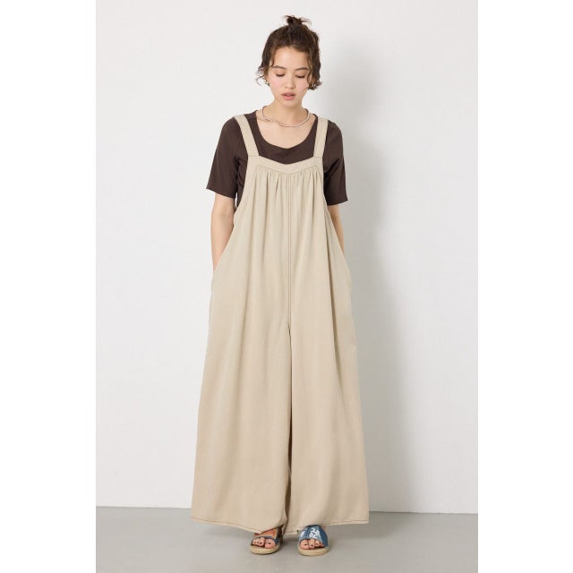 Thickness DENIMギャザーサロペット L/BEG1